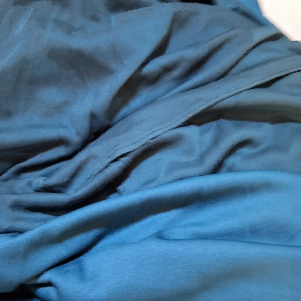 Xscape Teal Beaded SS V-Neck Formal Dress Sz 22 Plus Ruche Slimming Back Smocked - Picture 11 of 15